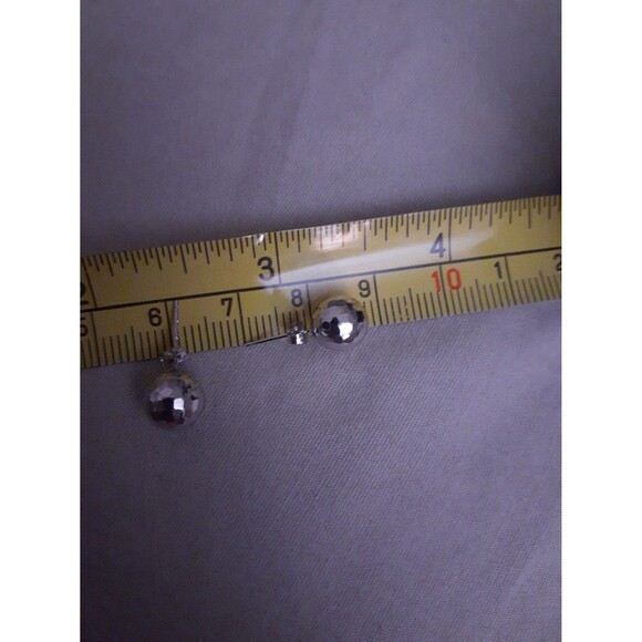Gold earrings 14k solid white gold stud earrings sphere faceted Disco ball round - Picture 8 of 9